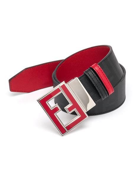 Fendi: Red & Black 'Forever Fendi' Belt 